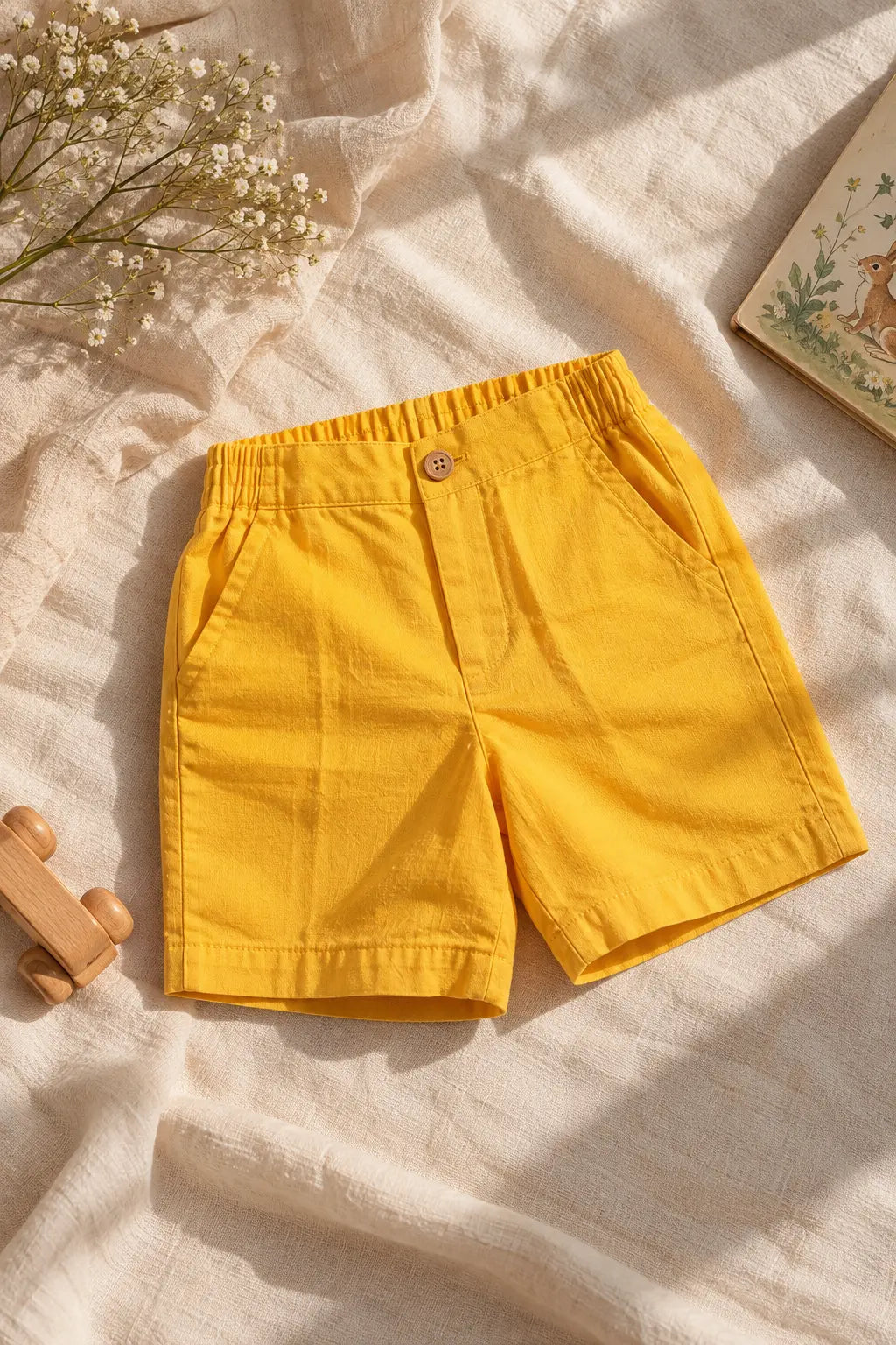 Yellow Button Shorts