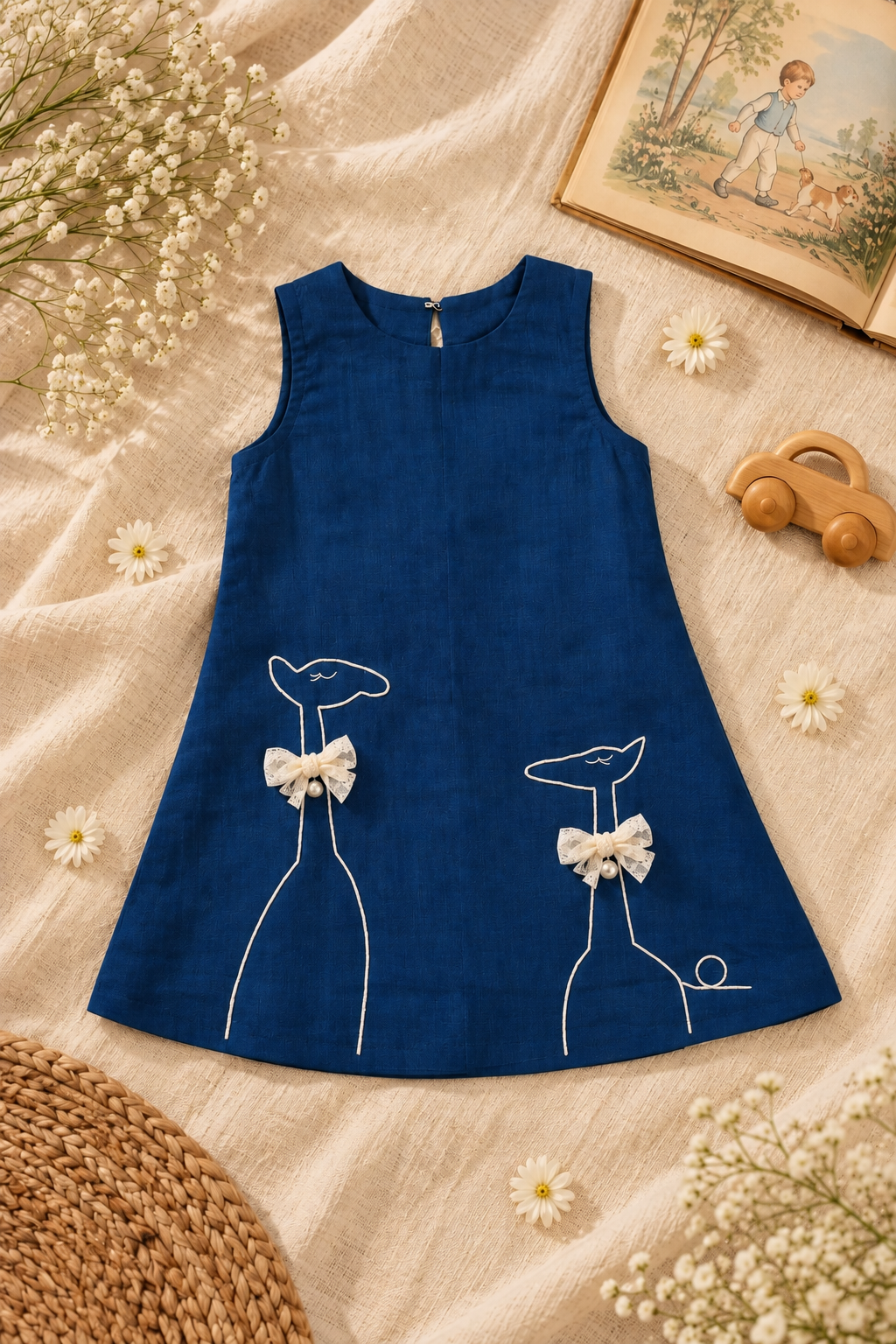 Dark Blue Embroidered Dress