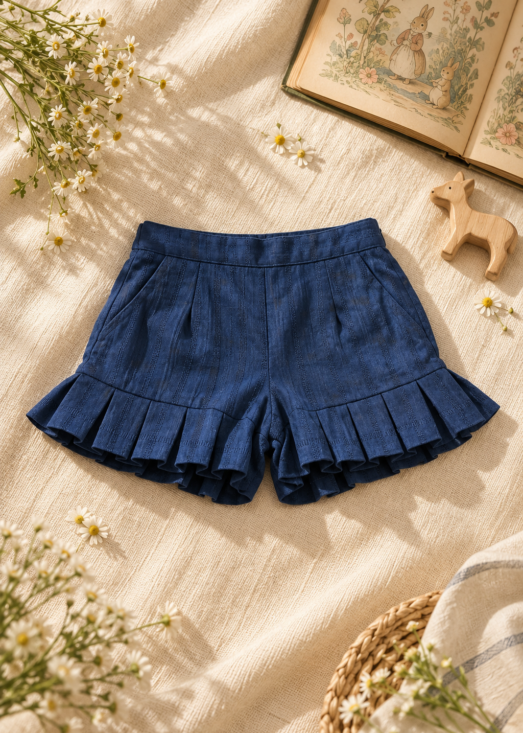 Navy Blue Textured Short