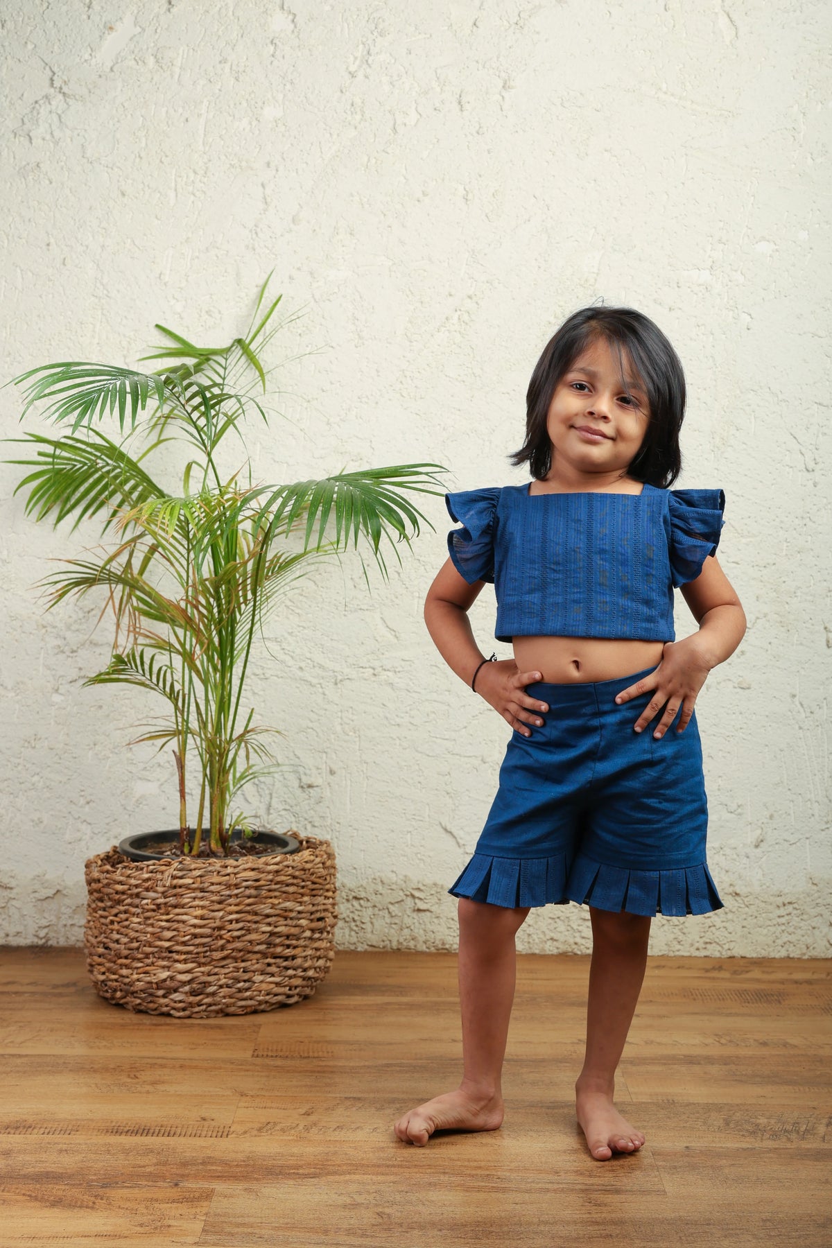 Navy Blue Textured Short