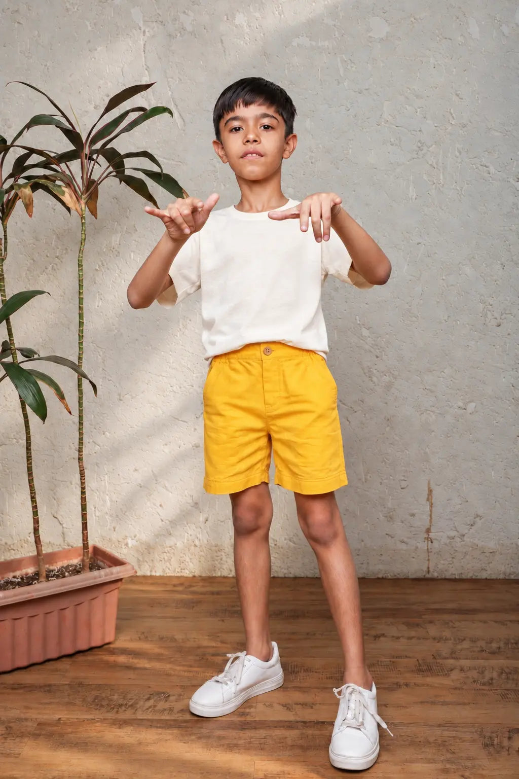 Yellow Button Shorts