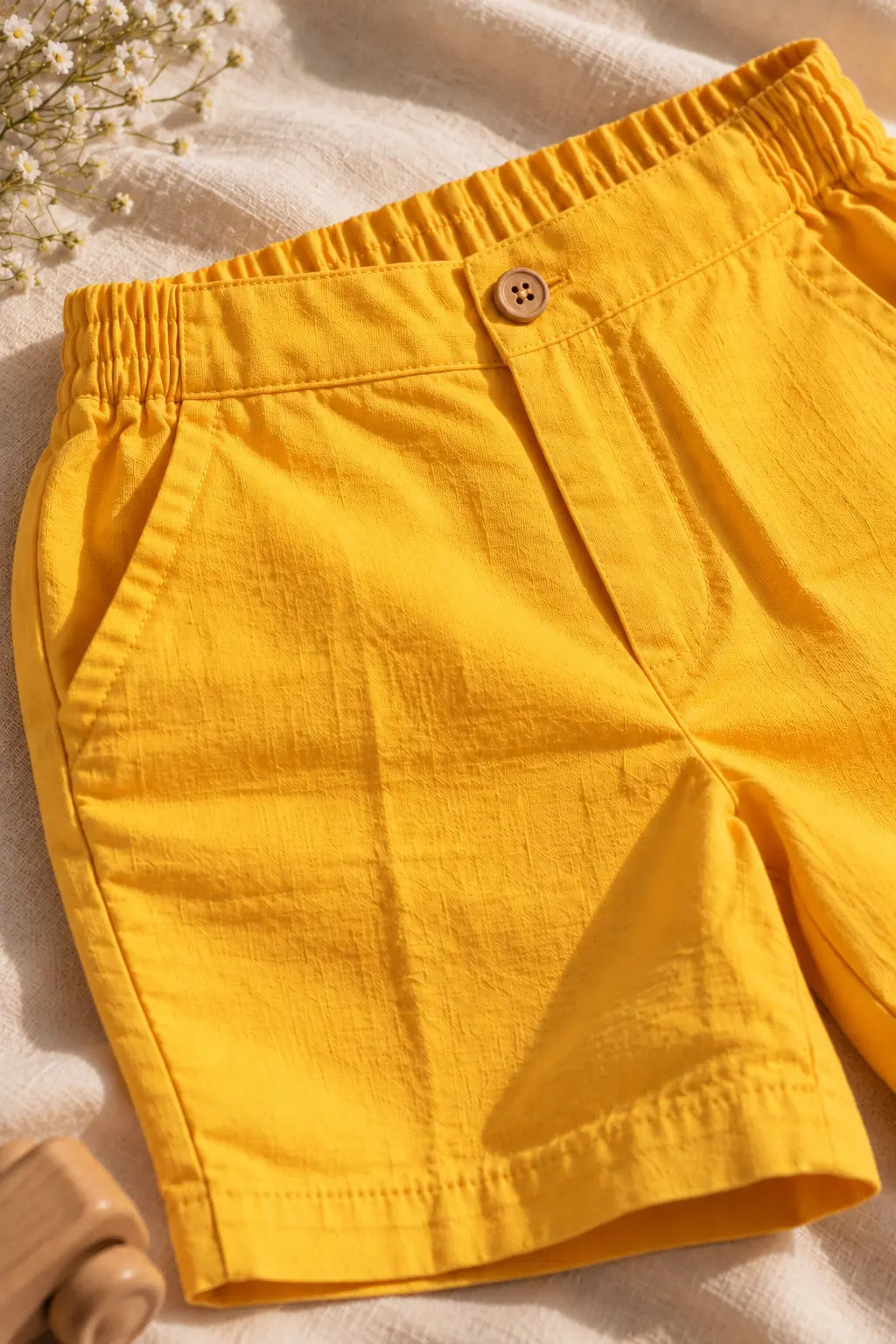 Yellow Button Shorts