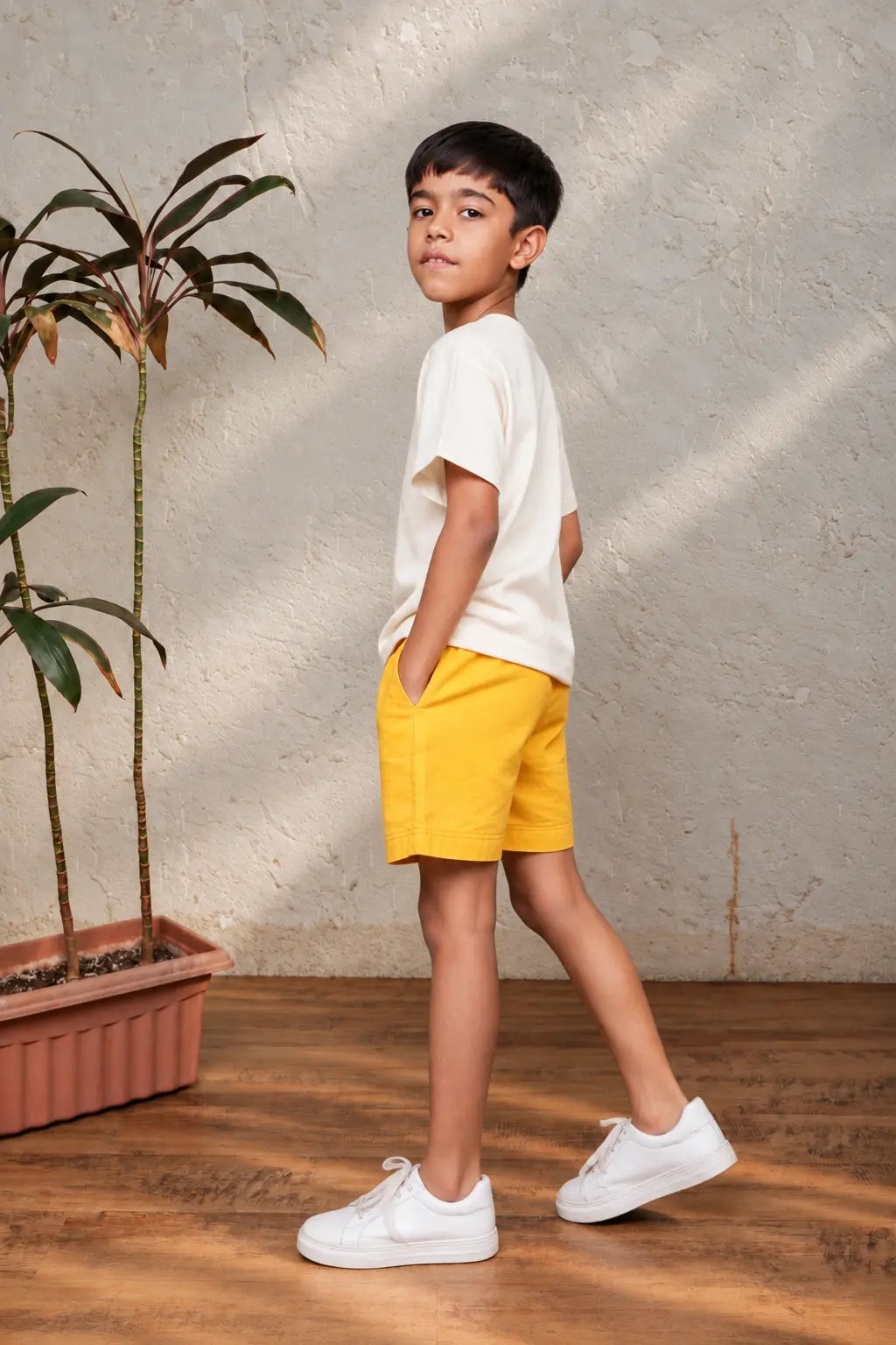 Yellow Button Shorts