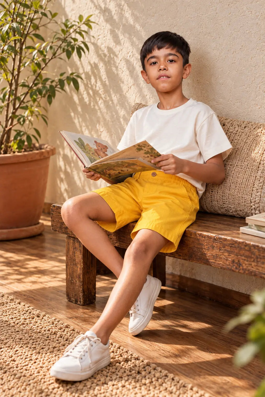 Yellow Button Shorts