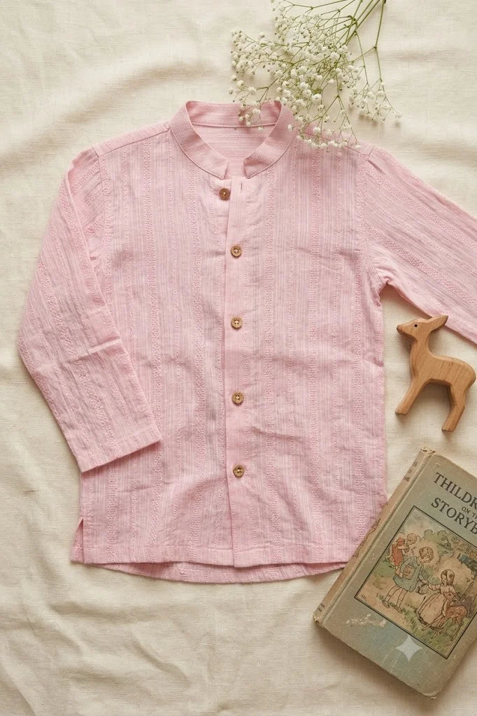 Pink Textured Cotton Shirt