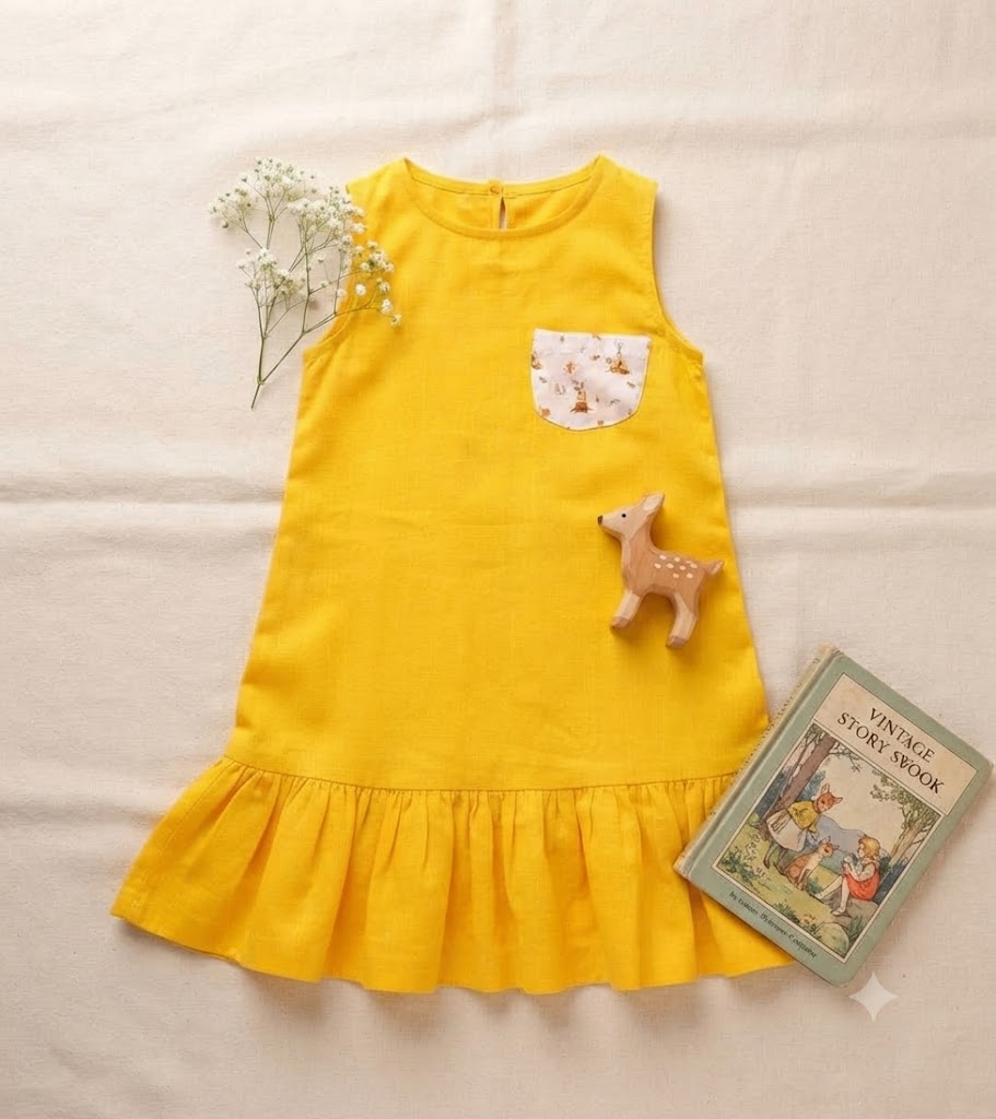 Yellow Printed Pocket Dress