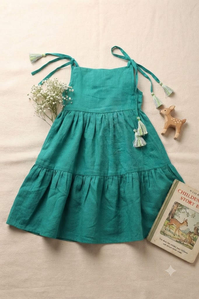Teal Cotton Twirl Dress