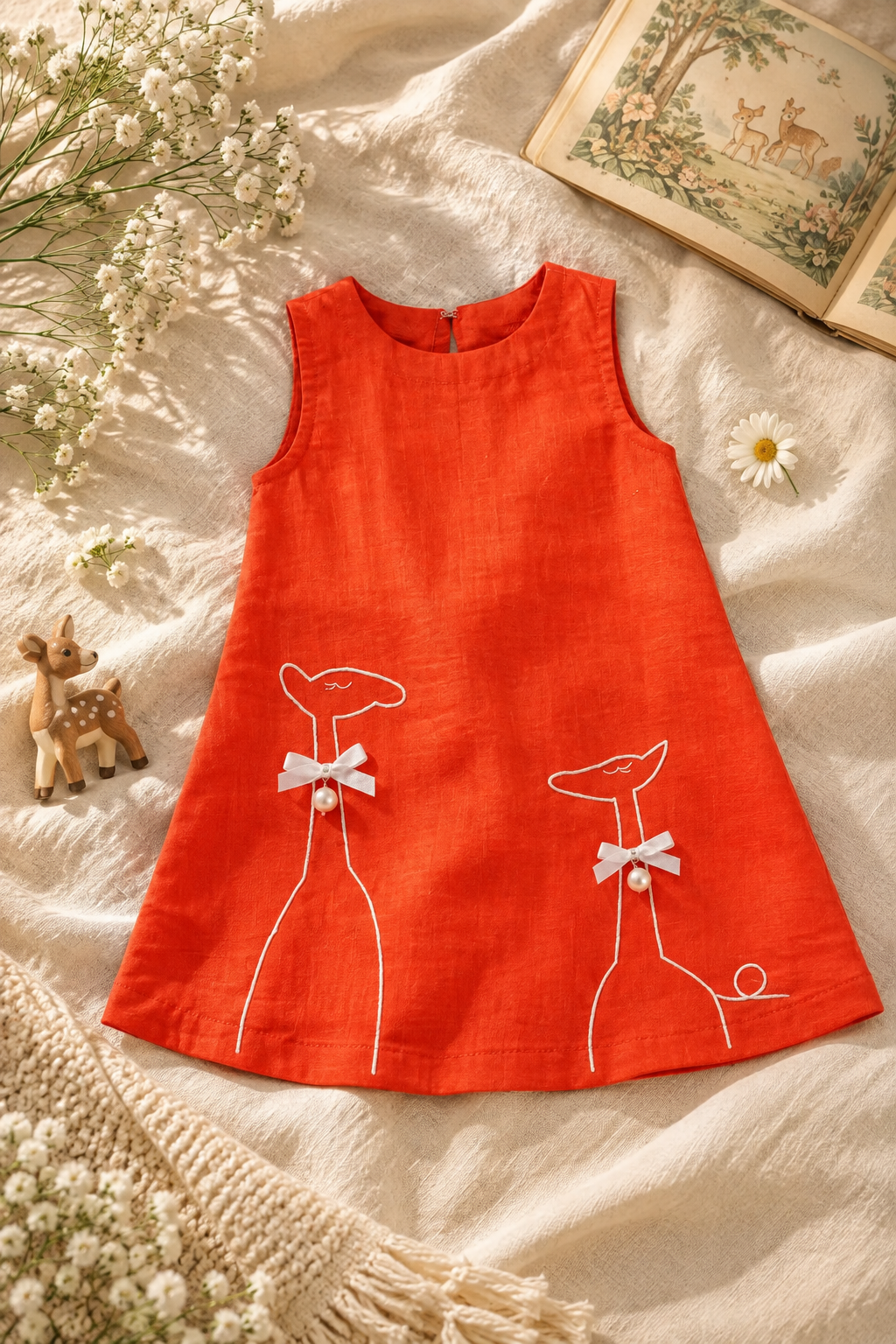 Orange Embroidered Dress