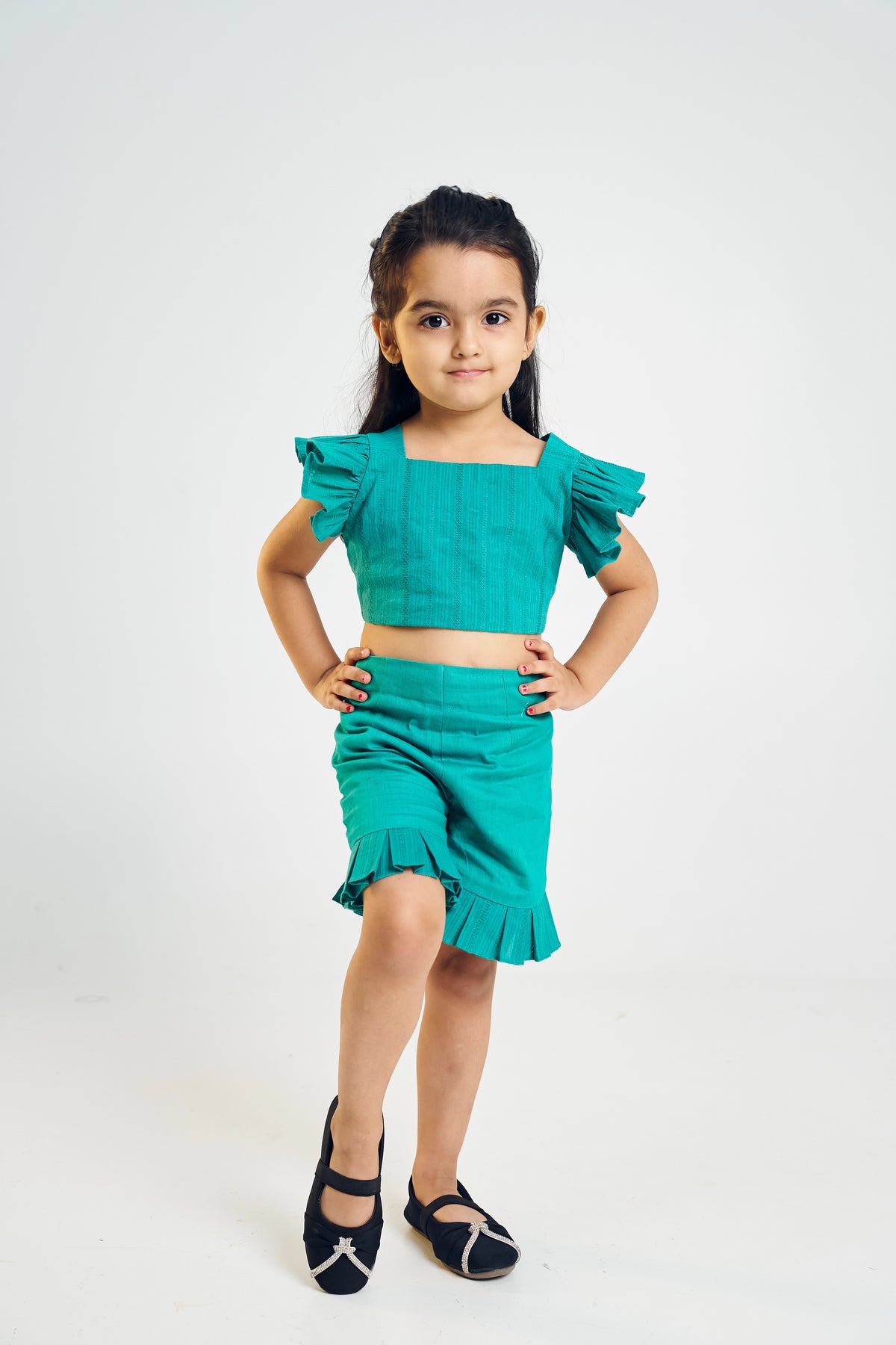 Teal Textured Shorts