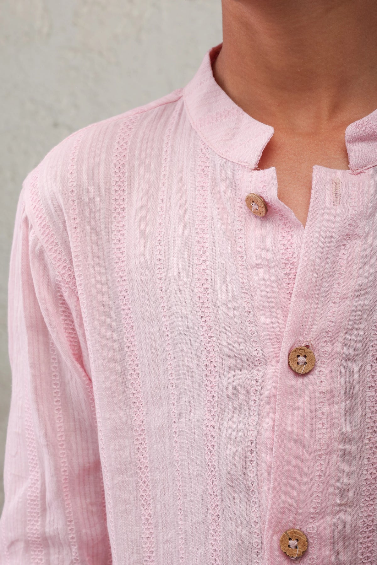 Pink Textured Cotton Shirt