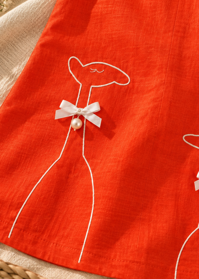 Orange Embroidered Dress
