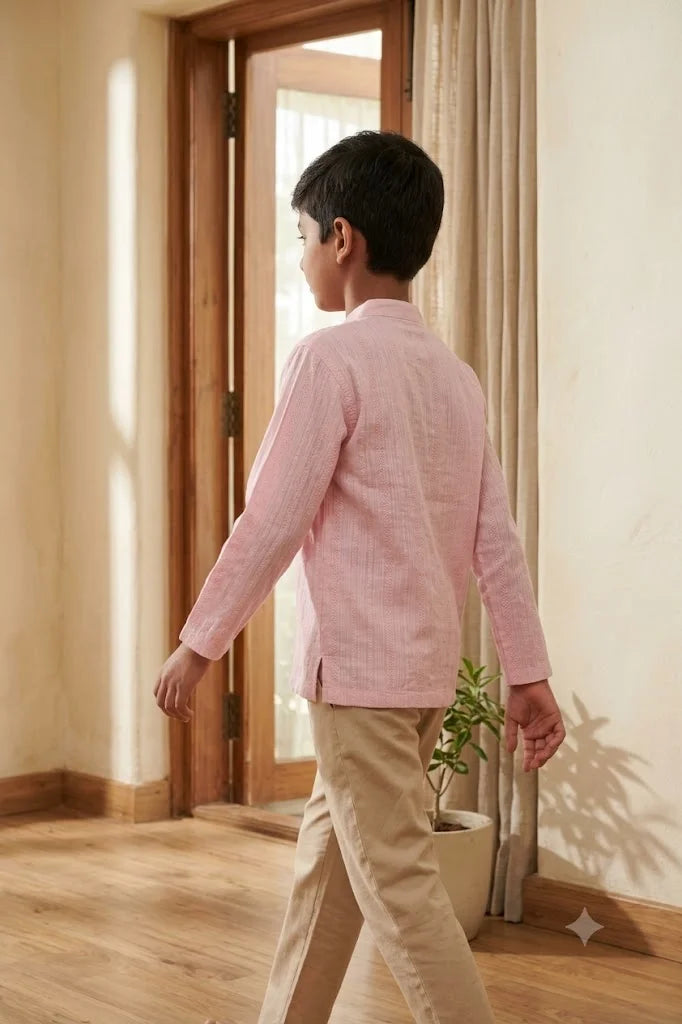 Pink Textured Cotton Shirt
