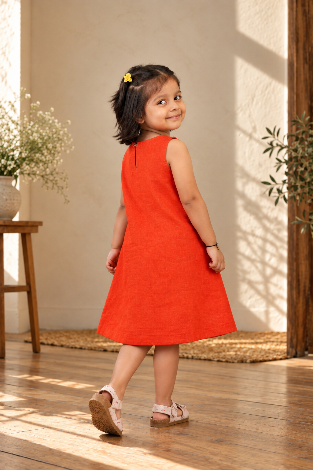 Orange Embroidered Dress
