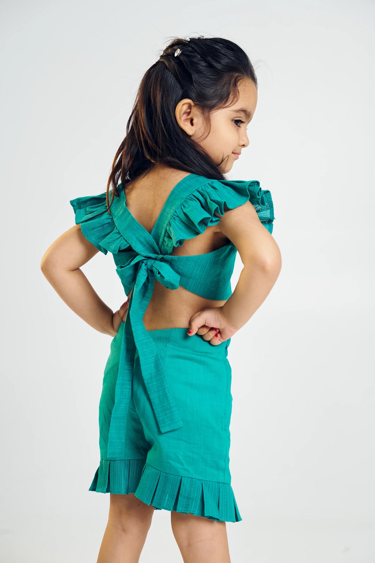 Teal Textured Shorts