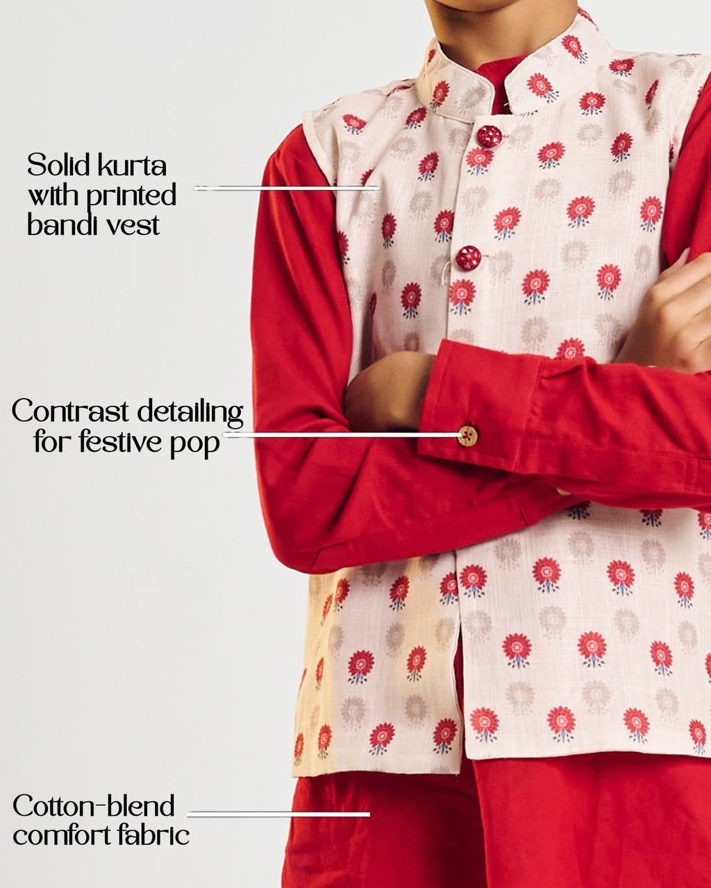Nazuk – Scarlet Bloom Jacket Kurta Set