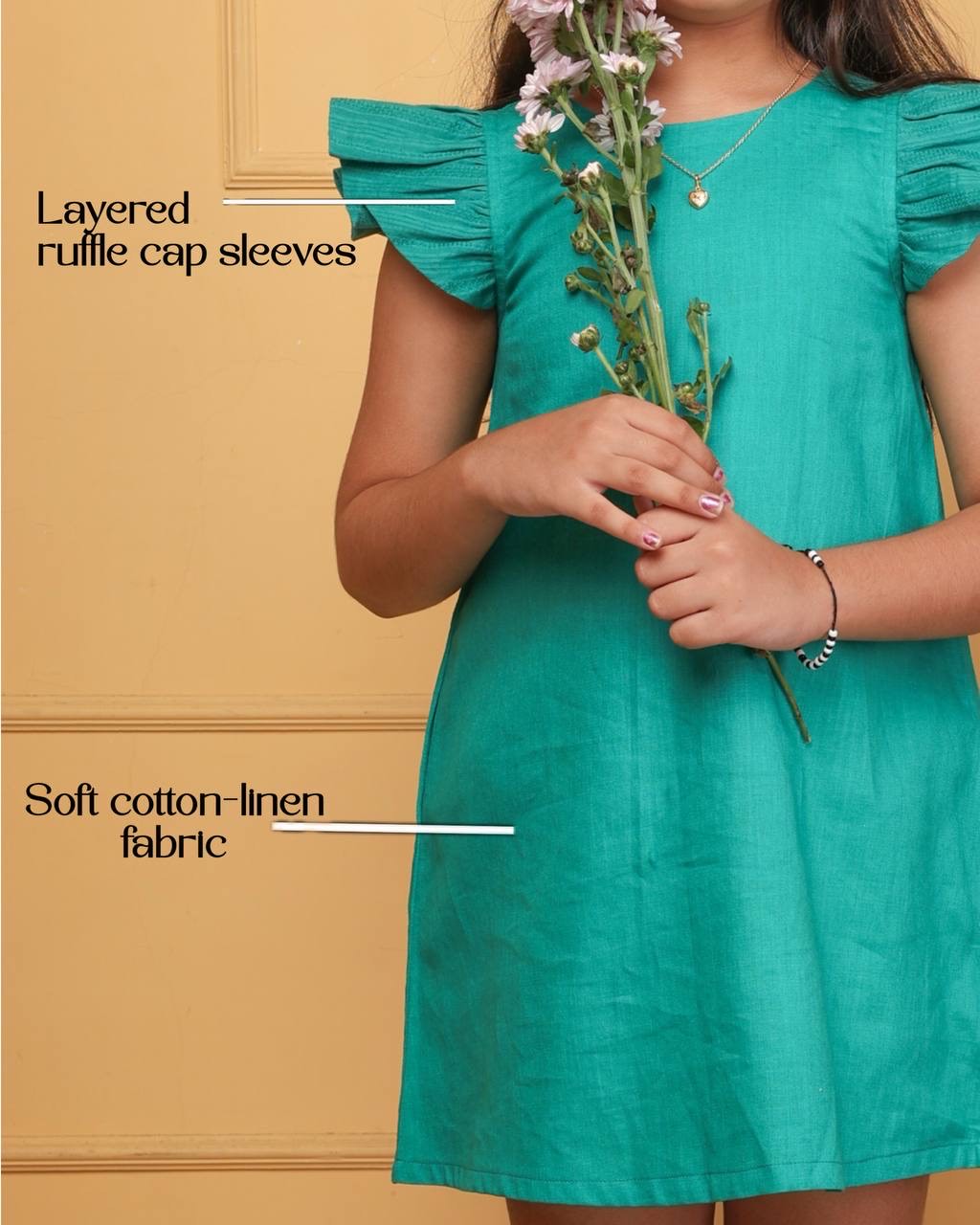 Meadow Leaf Ruffle Sleeves Dress