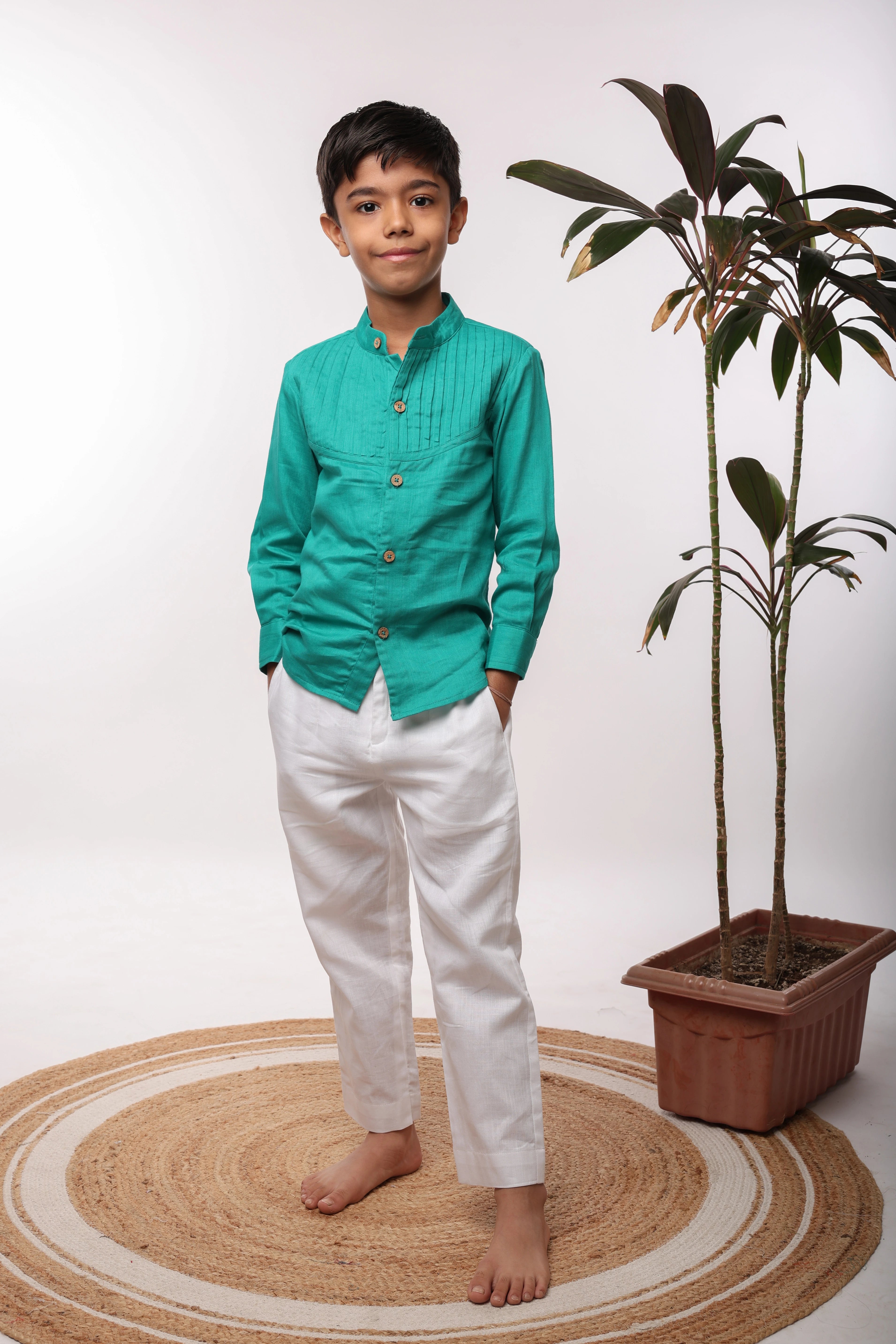 Green Pintucks Set