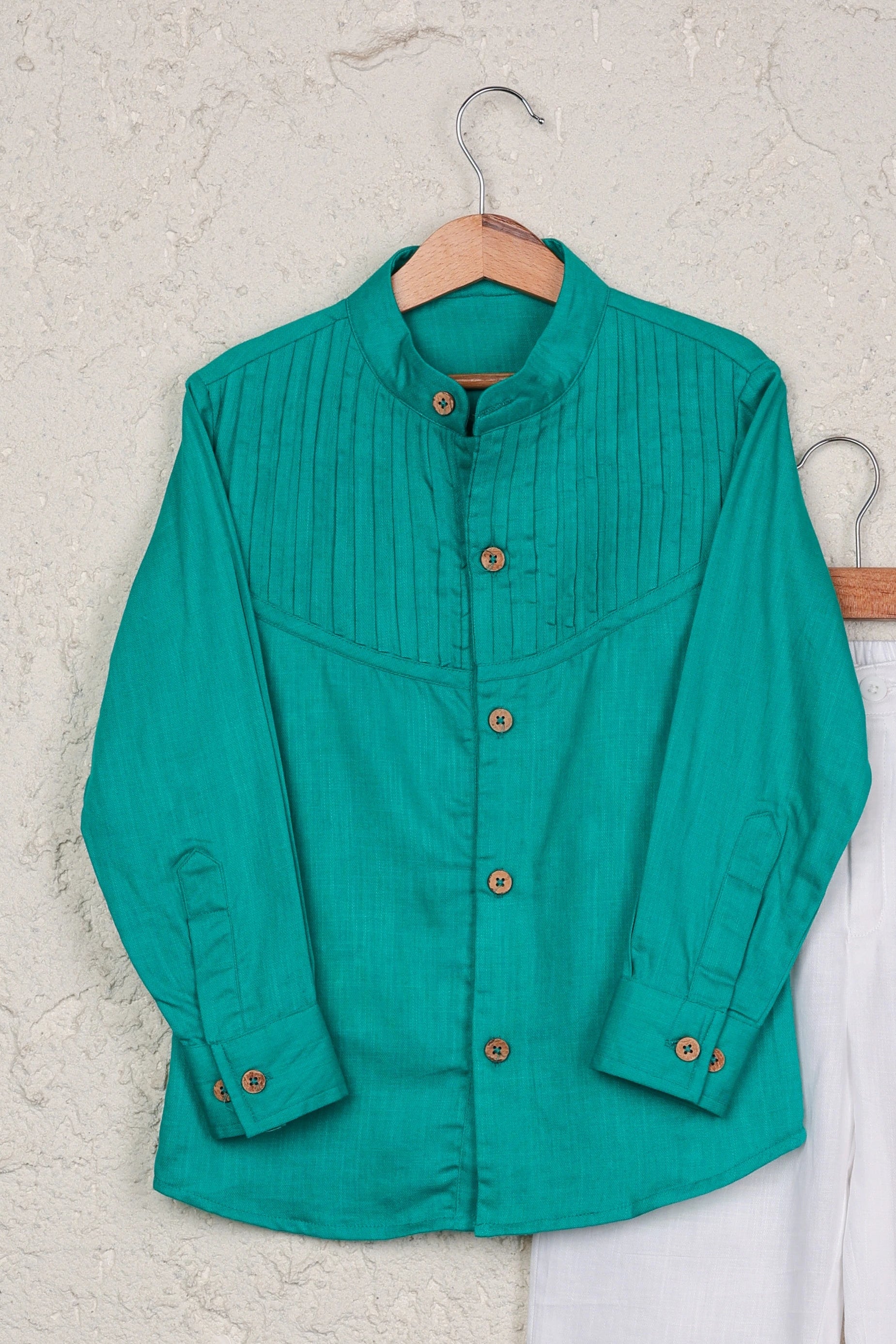 Green Pintucks Shirt