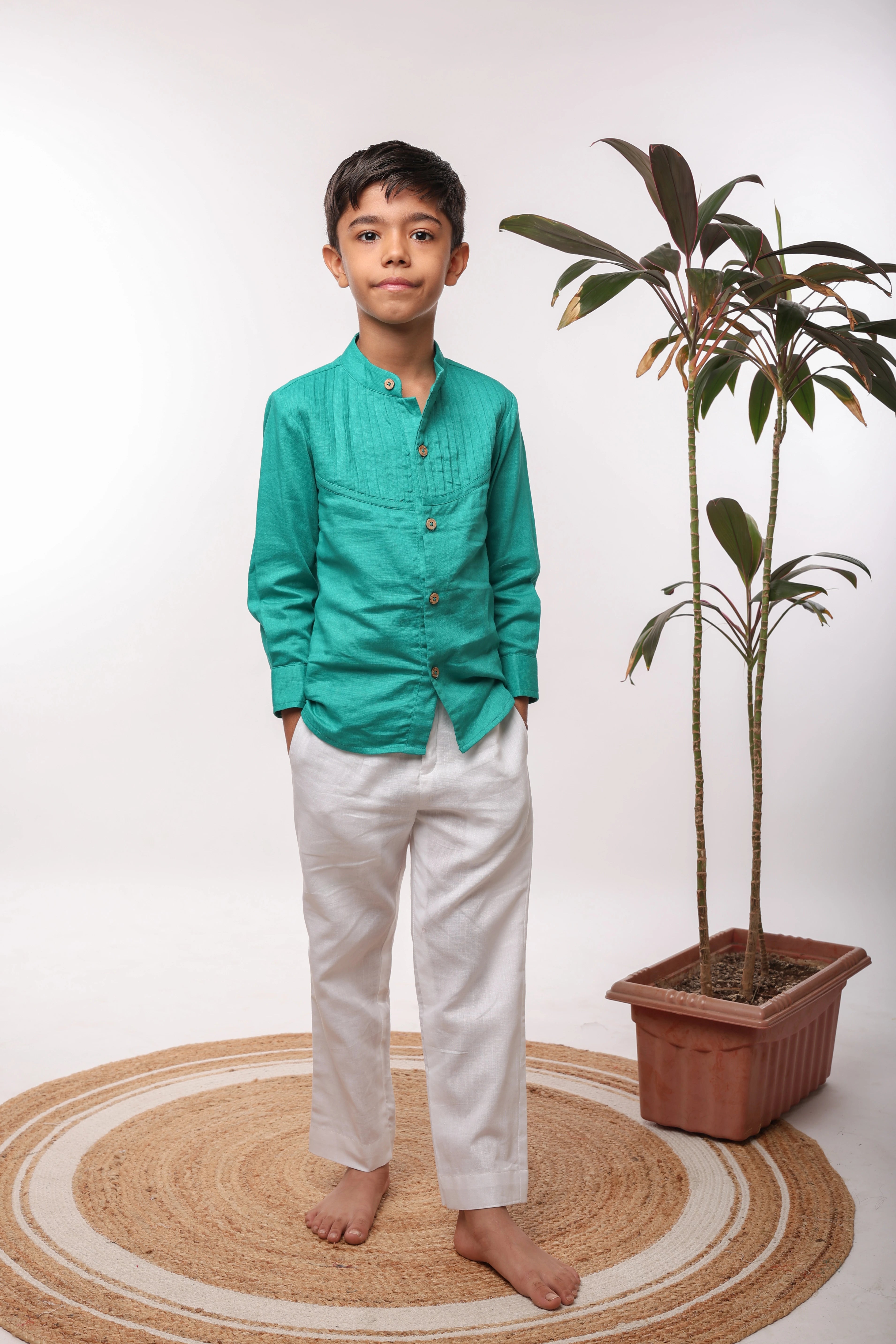 Green Pintucks Set