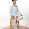 Light Blue Textured Shirt Set