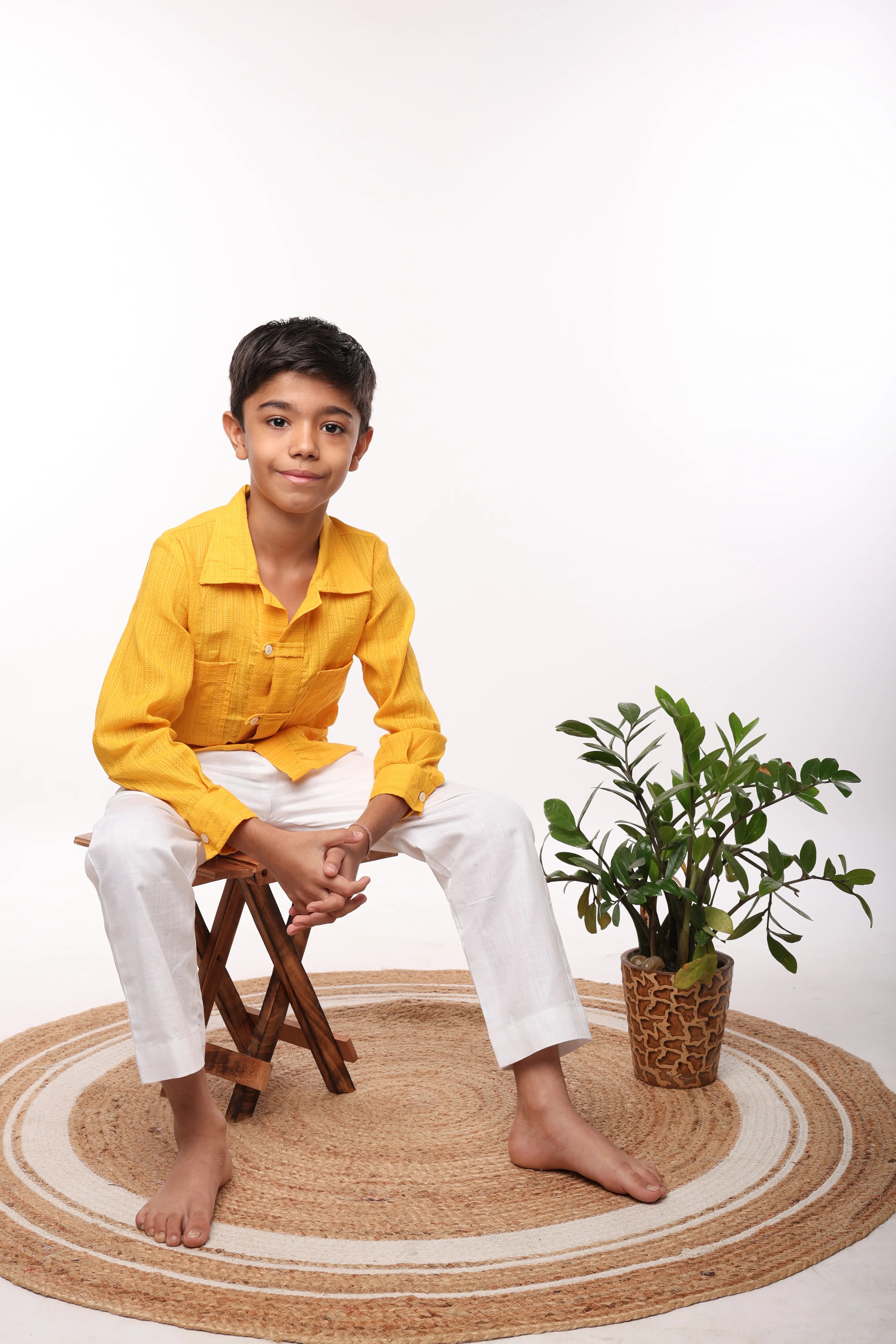 Yellow Designer Shirt Set