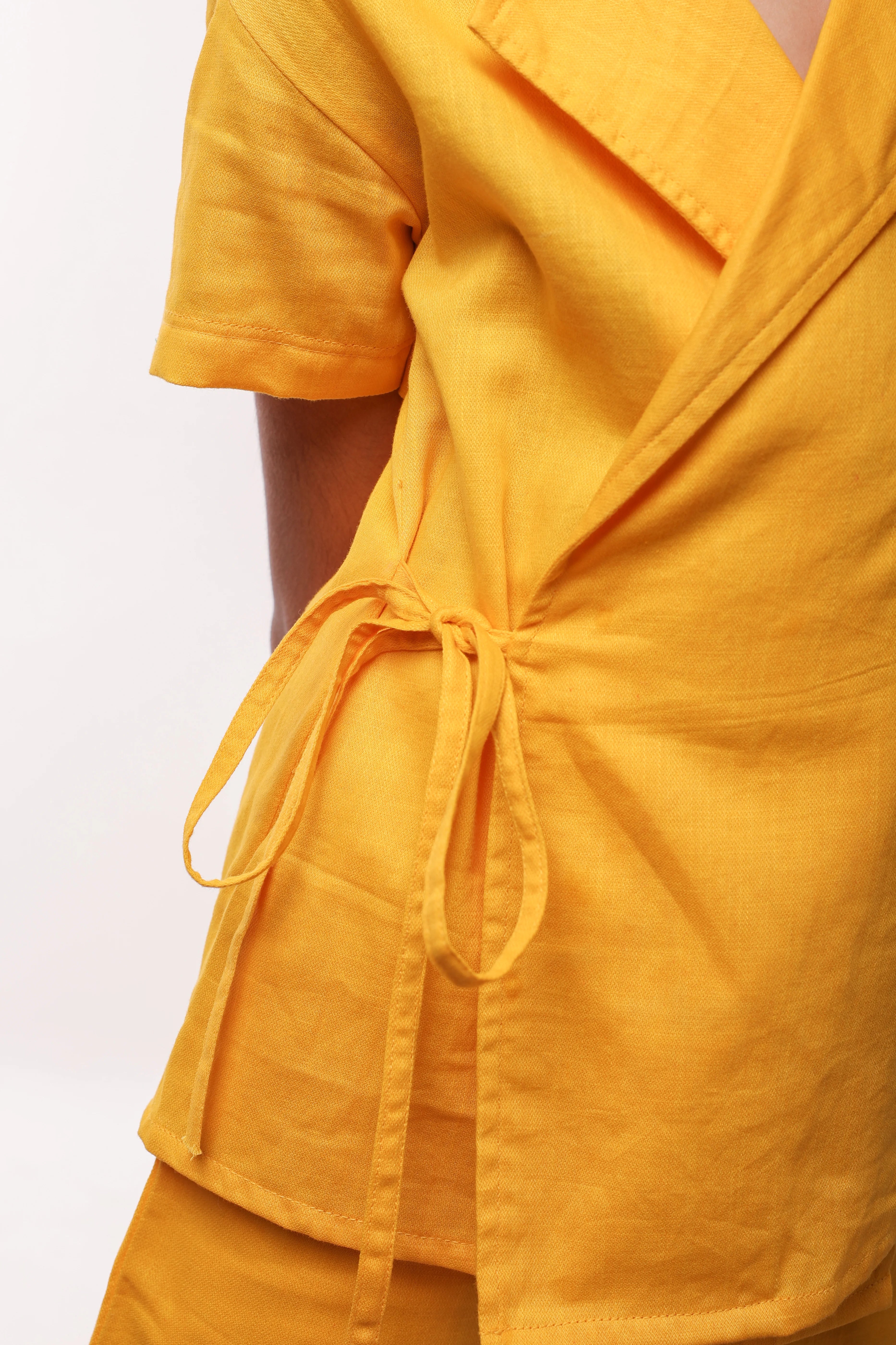 Yellow Knot Detail Co-ord Set