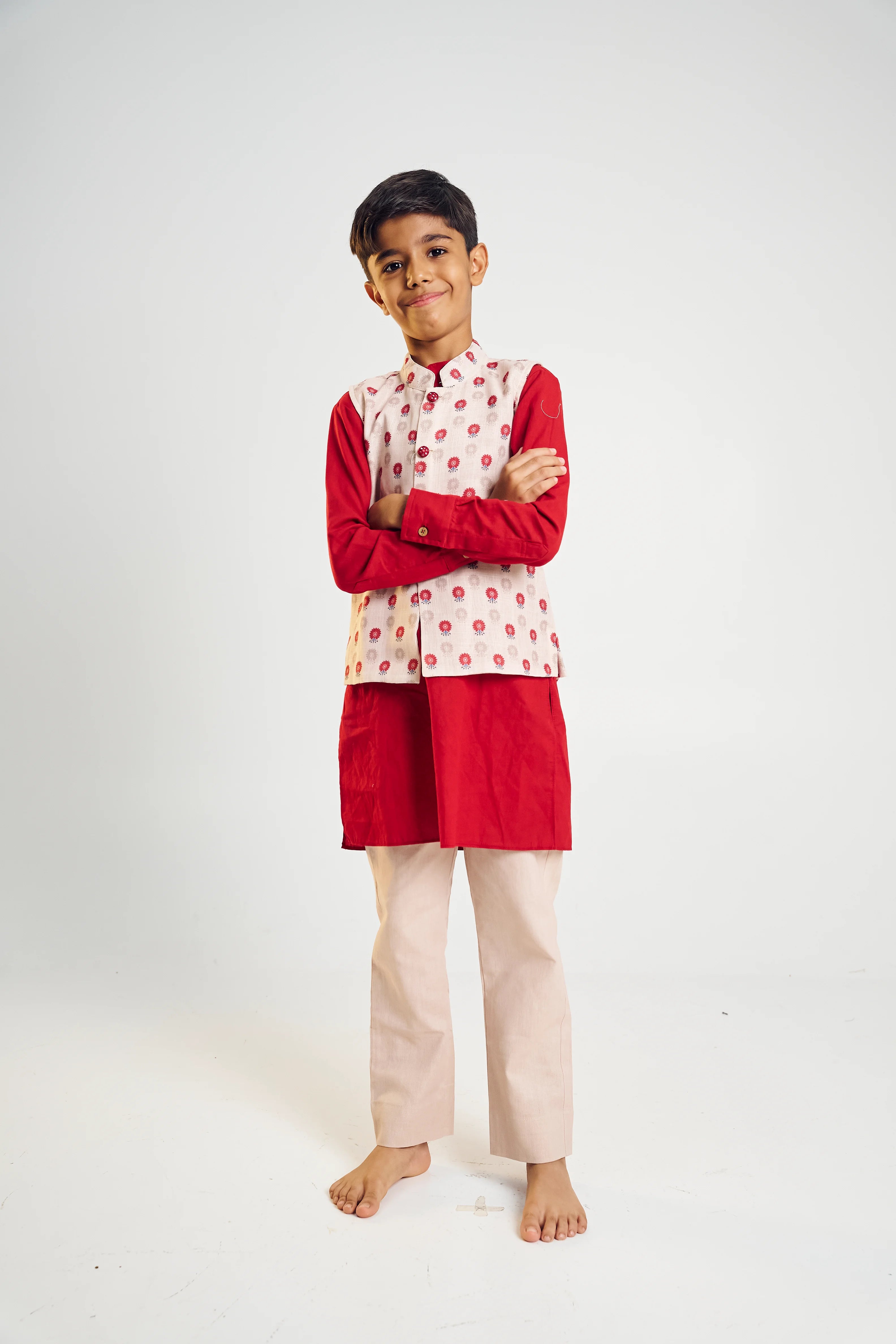Scarlet Bloom Jacket Kurta Set