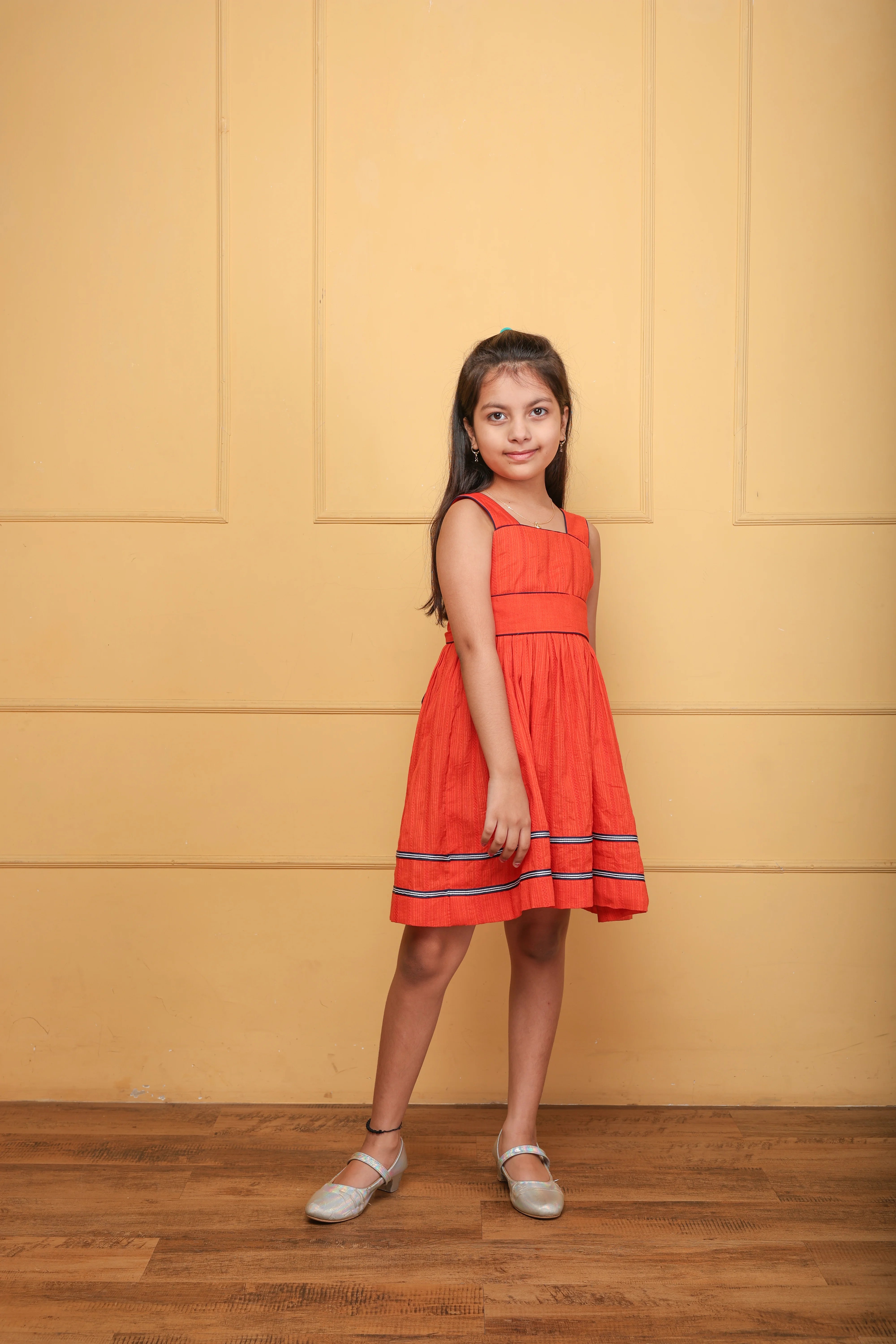 Orange Flare Cotton Dress