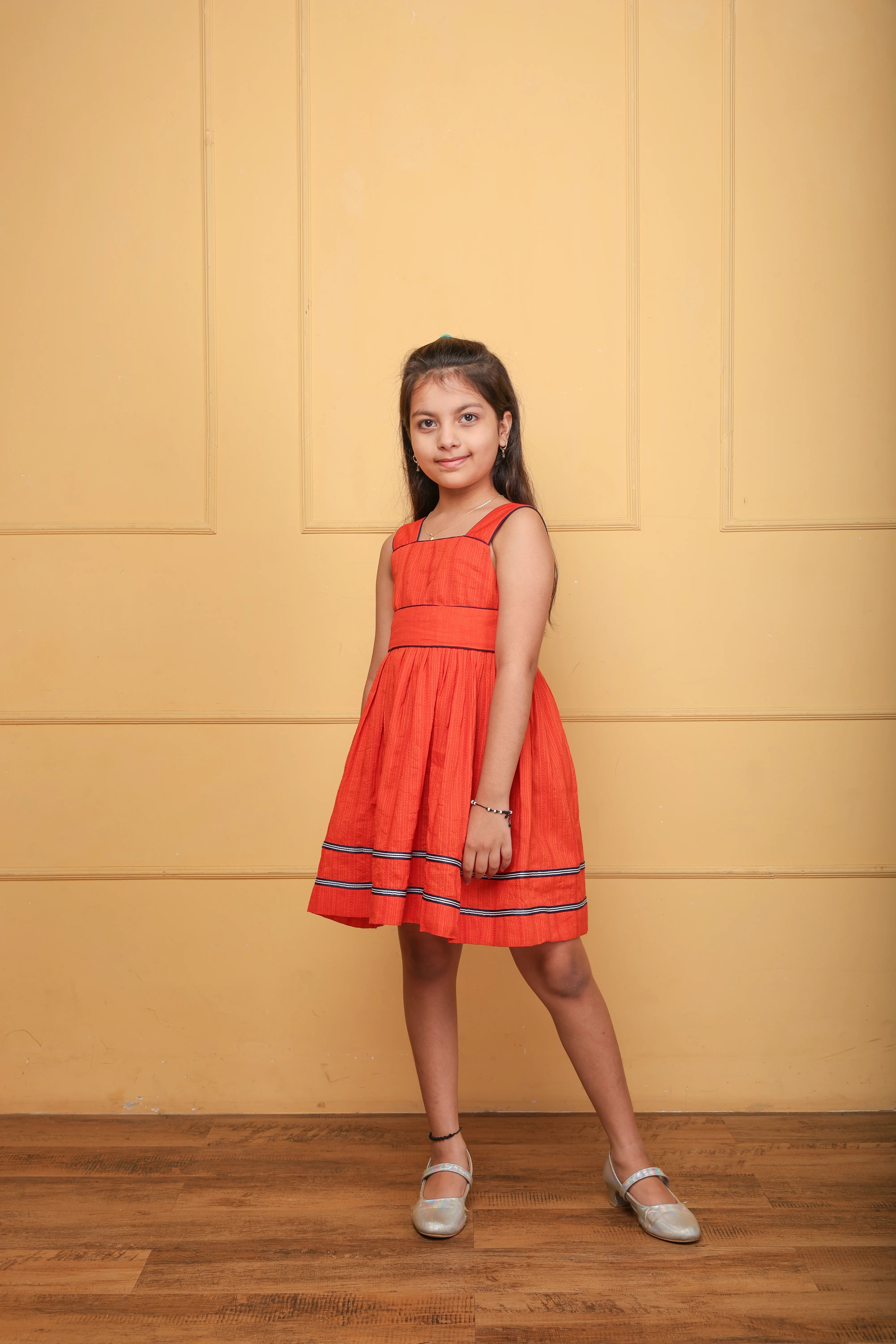Orange Flare Cotton Dress