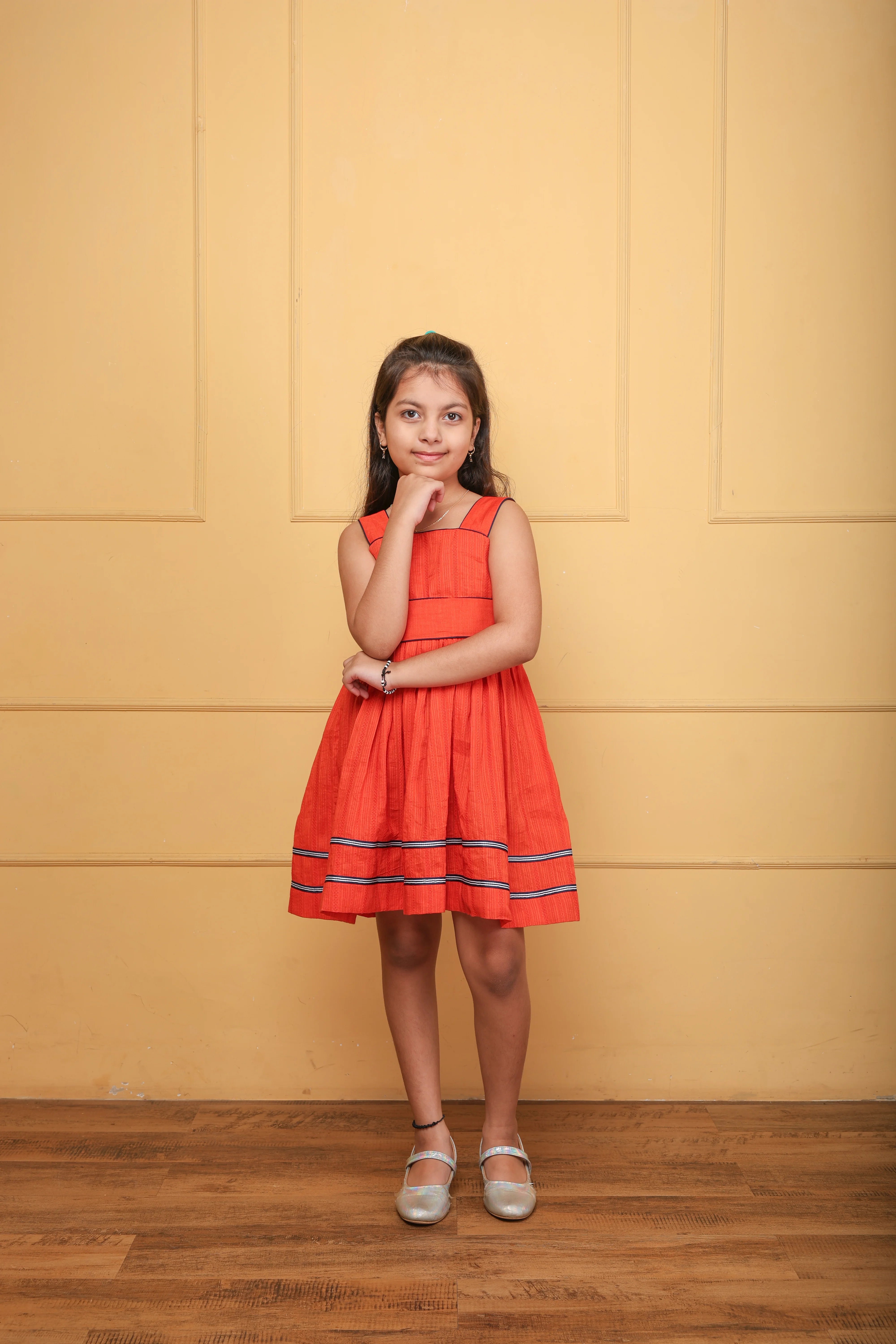Orange Flare Cotton Dress