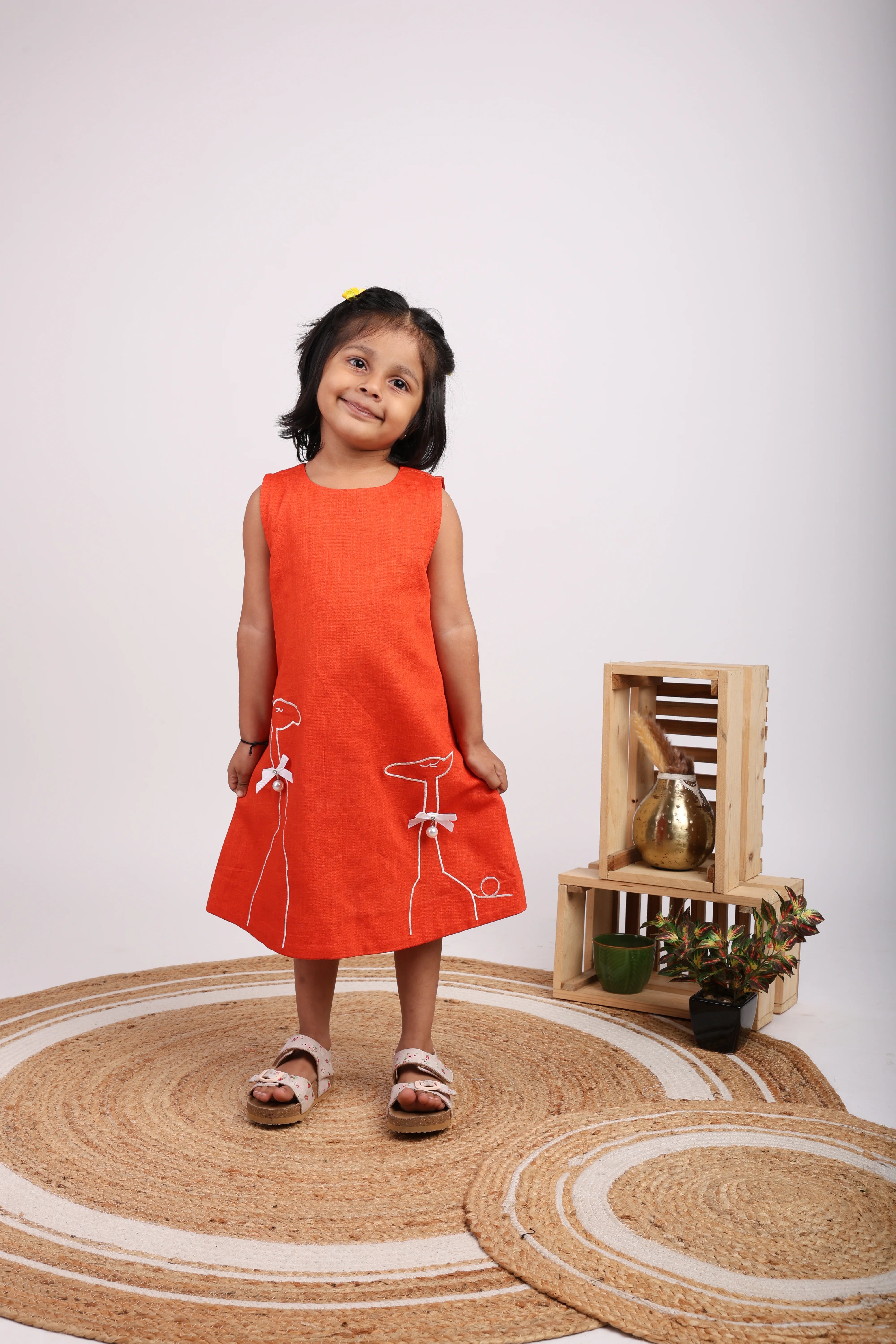 Orange Embroidered Dress
