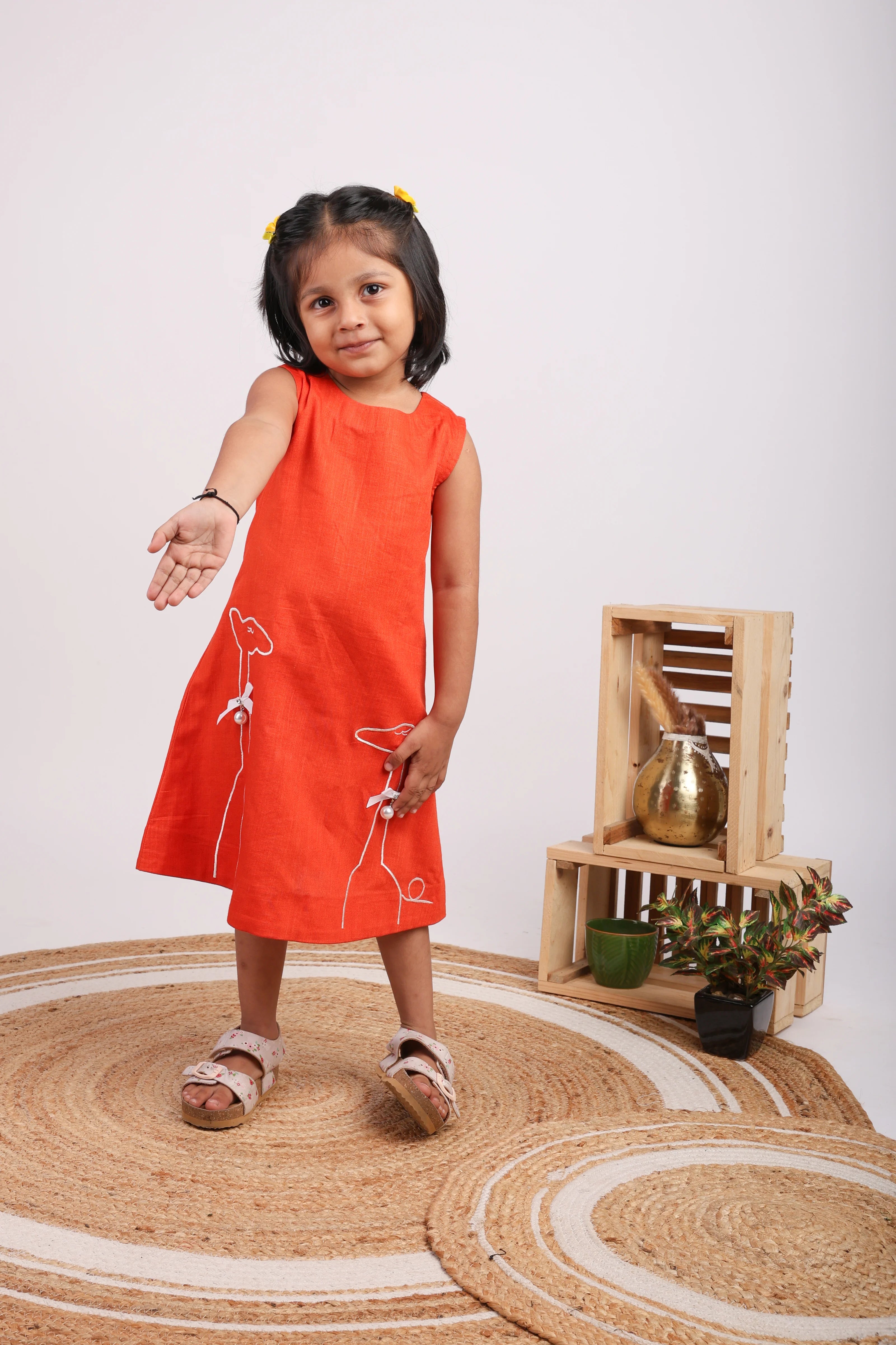 Orange Embroidered Dress