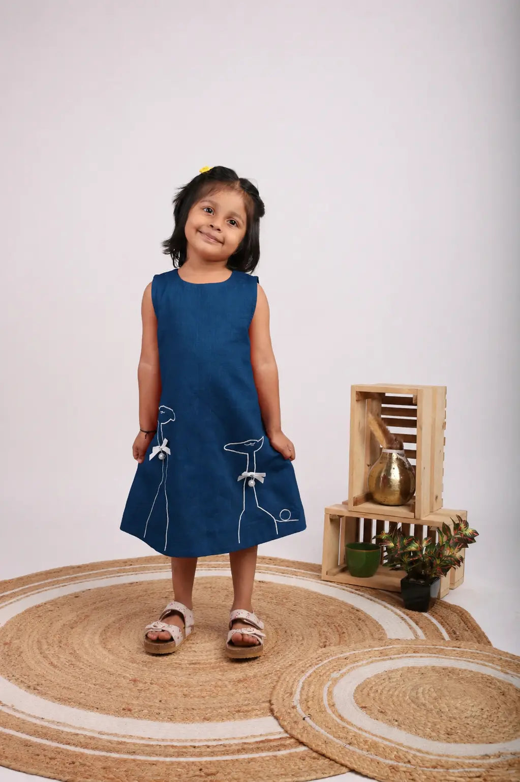 Dark Blue Embroidered Dress