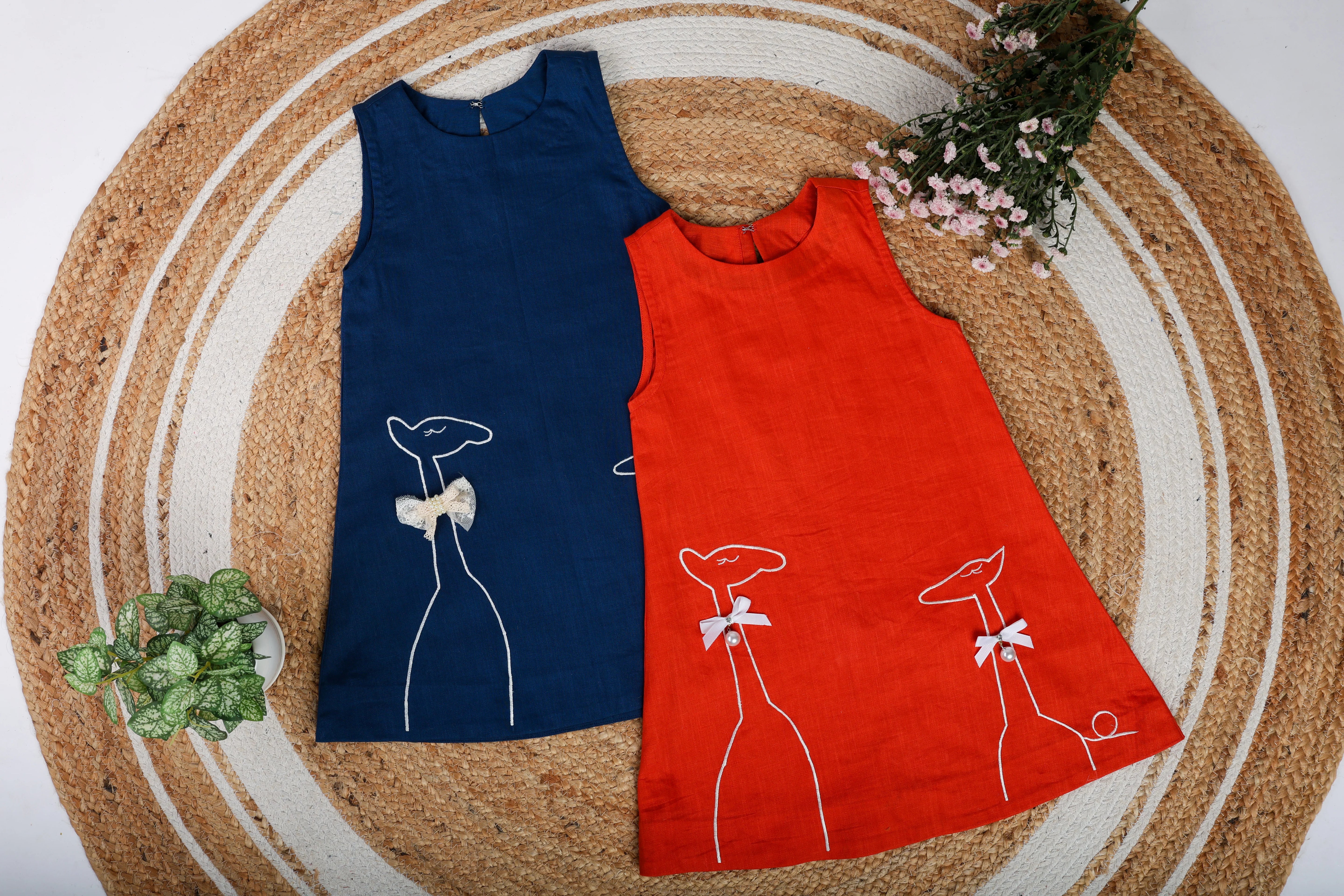 Dark Blue Embroidered Dress